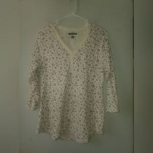 Chaps Cream Floral Button-Front Top